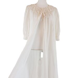 Vintage Berkshire Ivory Peignoir Robe Night Gown Long Womens DeadStock MCM